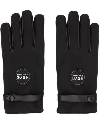 Giorgio Armani Black Neve Panelled Twill Gloves