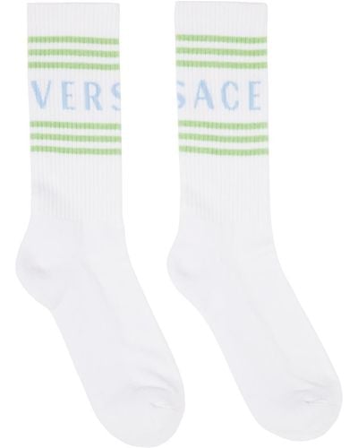 Versace 90S Vintage Logo Socks - White