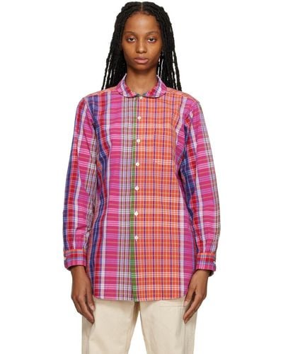 Engineered Garments Multicolour Rounded Collar Shirt - Red