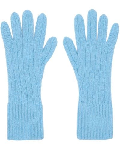 Dries Van Noten Ribbed Gloves - Blue