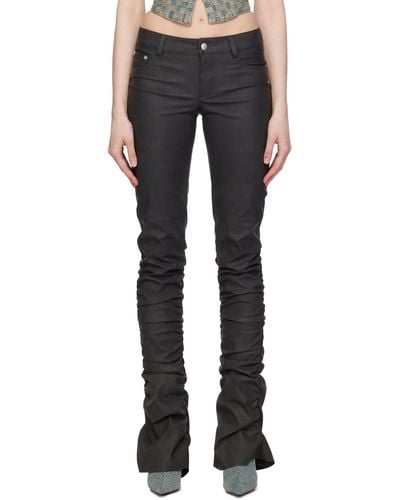 MISBHV Ruched Faux-leather Trousers - Black