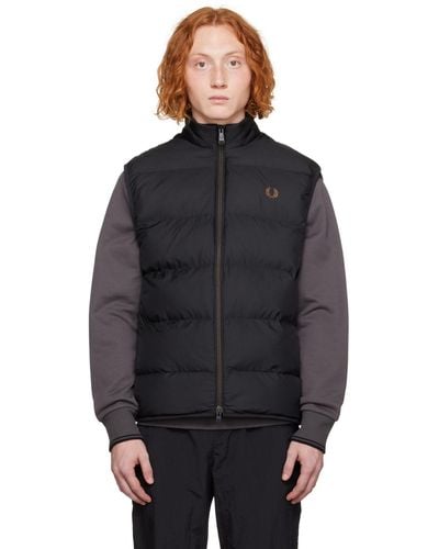 Fred Perry F Perry ジップ ベスト - ブラック