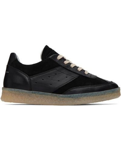 MM6 by Maison Martin Margiela Leather Court Trainers - Black