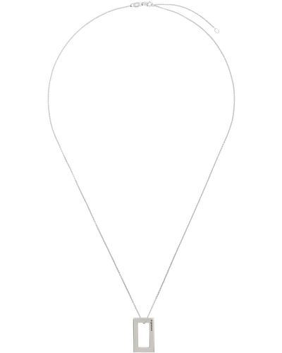 Le Gramme Collier 'le 3,4 g' argenté à pendentif rectangulaire - Blanc