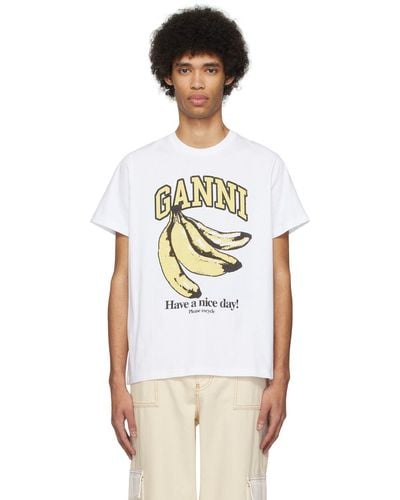 Ganni White Banana T-shirt - Multicolor