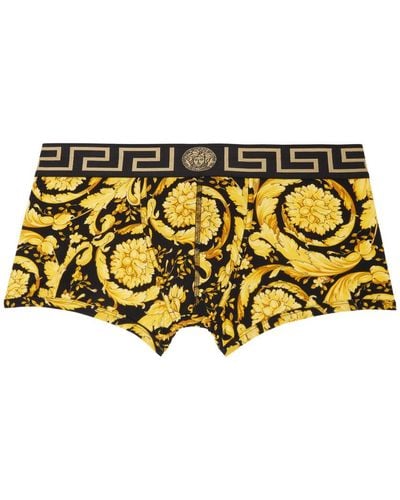 Versace Boxer noir et jaune à motif baroque - Métallisé