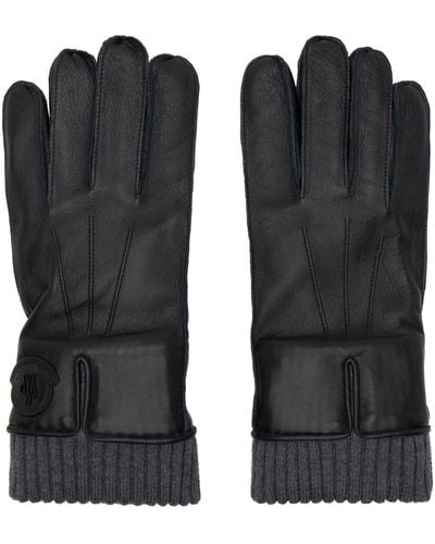 Moncler Black Leather Gloves