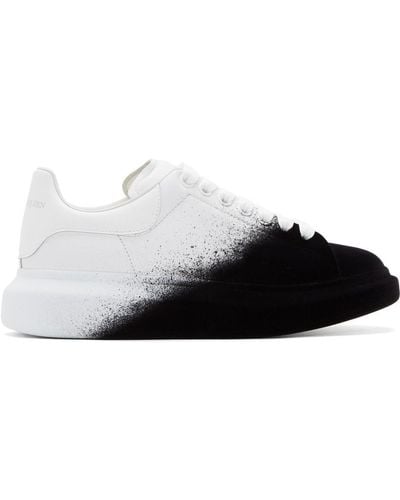 Alexander McQueen White And Black Velvet Spray Oversized Sneakers - Multicolor