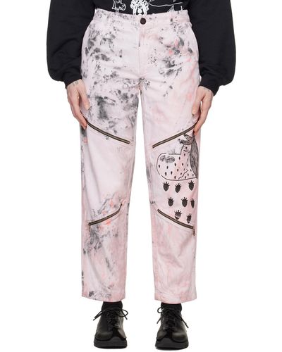 WESTFALL Pantalon rose en denim à fentes à glissière