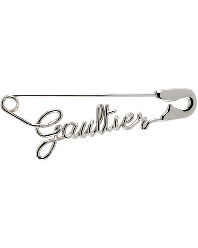 Jean Paul Gaultier Boucle d'oreille unique 'the gaultier safety pin' argentée - Noir