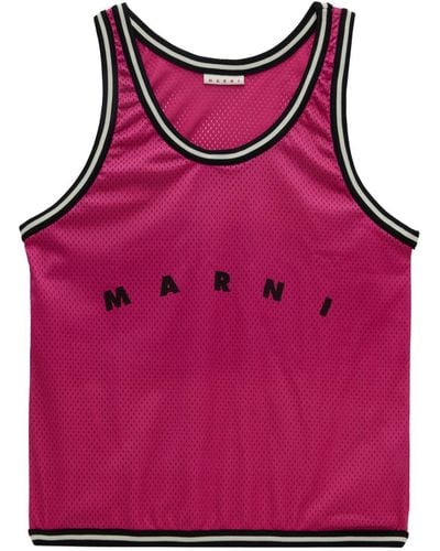 Marni Pink Logo Tote - Red