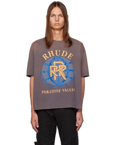 Rhude Grey 'paradise Valley' T-shirt - Black