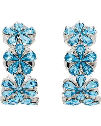 AMINA MUADDI Silver & Blue Lily Hoop Earrings