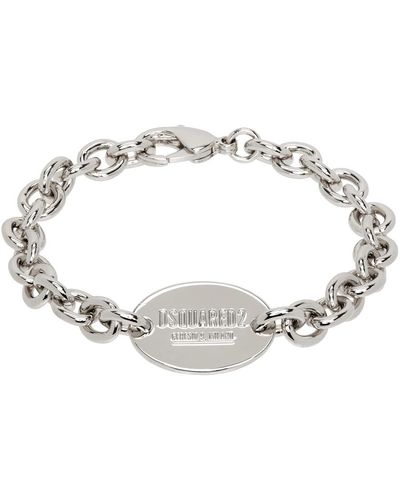 DSquared² Dsqua2 bracelet-chainette argenté à plaque à logo - Métallisé