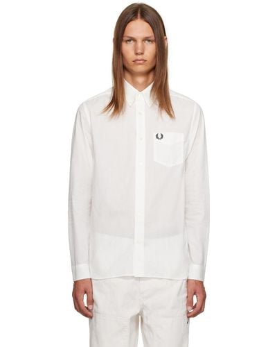 Fred Perry F perry chemise blanche à logo brodé