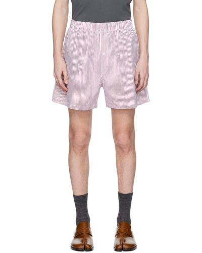 Maison Margiela White & Burgundy Striped Shorts - Multicolour