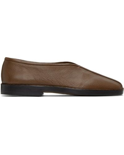 Lemaire Brown Flat Piped Slippers - Black