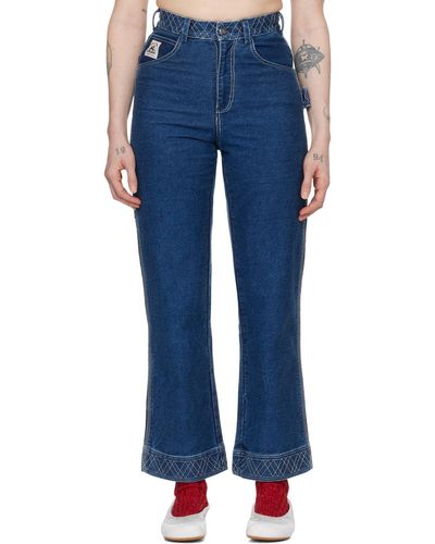 Bode Blue Embroidered 'knolly Brook' Jeans