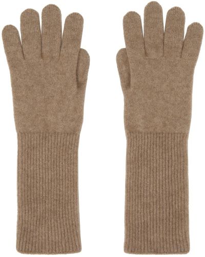 AURALEE Gants longs bruns en tricot de cachemire de chevreau - Neutre