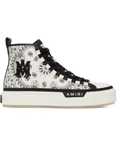 Amiri 'bandana' Logo Embroidered High Top Lace Up Canvas Sneakers - White