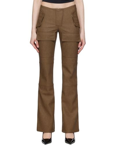 MISBHV Moto Faux-Leather Trousers - Brown