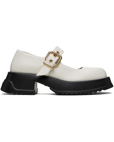 Marni White Leather Mary Jane Loafers - Black