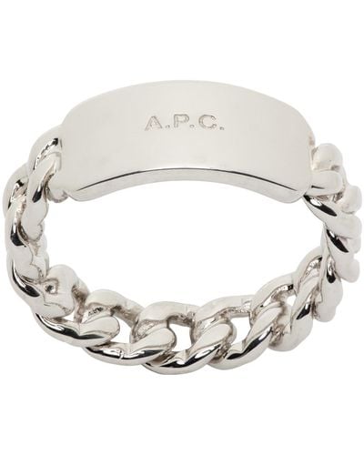 A.P.C. . Silver Darwin Ring - Metallic