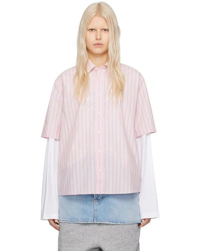 Acne Studios Pink Stripe Shirt - White