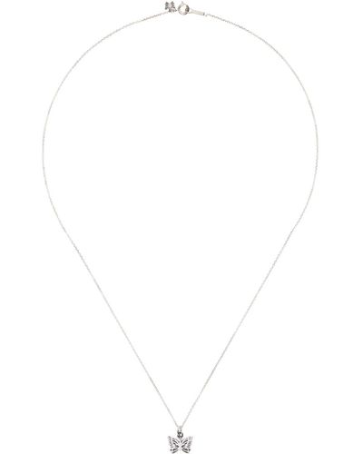 Needles Collier argenté à pendentif graphique - Blanc