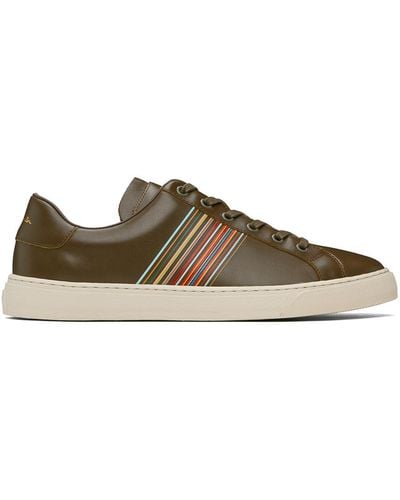 Paul Smith Brown Leather Hansen Trainers - Black
