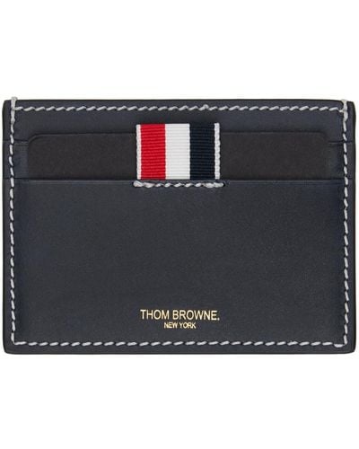 Thom Browne Navy Logo Card Holder - Black