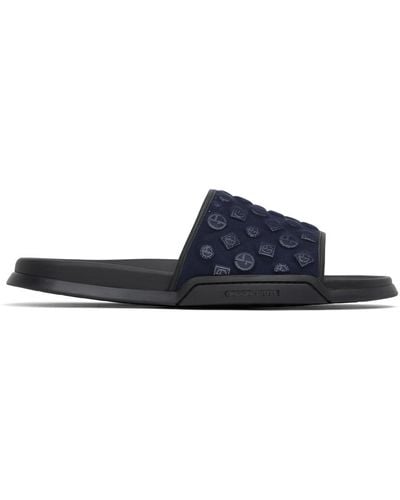 Giorgio Armani Black Embossed Sandals