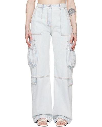 MSGM Oversized Denim Cargo Trousers - White