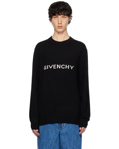Givenchy Pull noir à logo en tricot jacquard