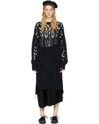 Y's Yohji Yamamoto Cotton Midi Dress - Black