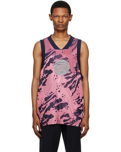 Nike Navy & Pink Embroidered Tank Top