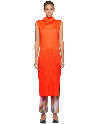 Pleats Please Issey Miyake Robe longue monthly colors april - Orange