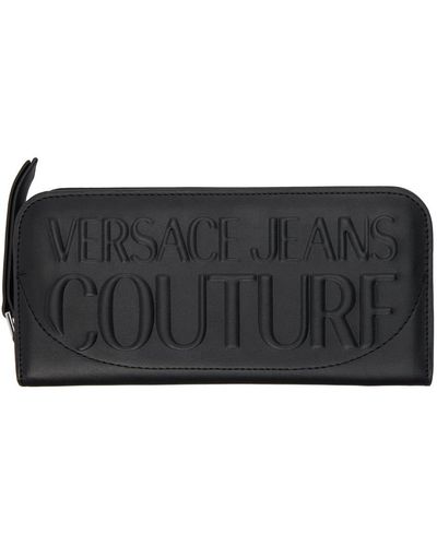 Versace Jeans Couture Portefeuille noir à logo gaufré
