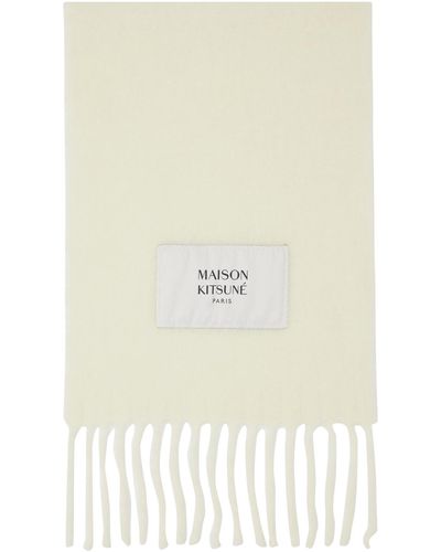 Maison Kitsuné Off-white Patch Scarf - Natural