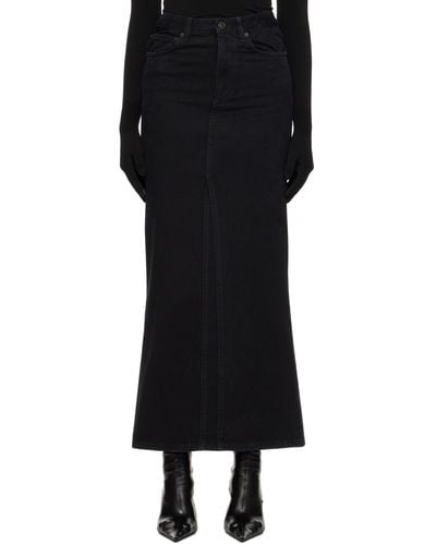 Balenciaga Vented Denim Maxi Skirt - Black