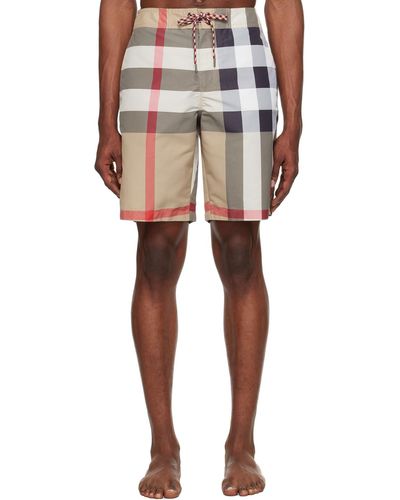 Burberry Beige Vintage Check Swim Shorts - Multicolour