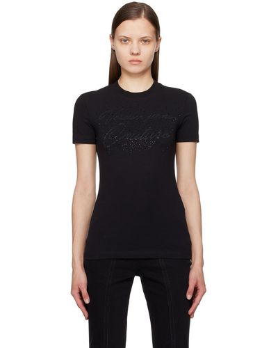 Versace T-shirt noir à ornements facettés