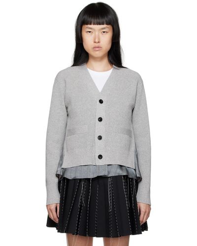 Sacai Grey Panelled Cardigan