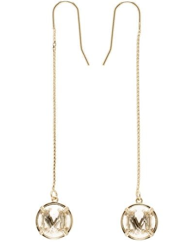 Max Mara Gold Chain Pendant Earrings - White