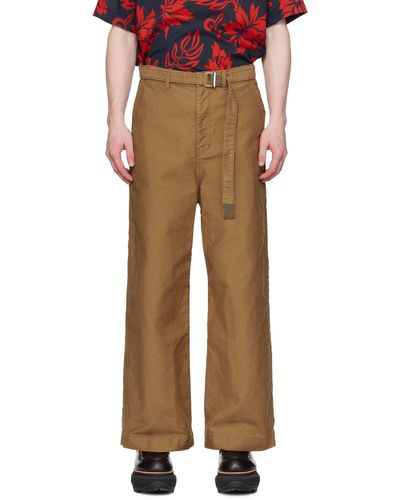 Sacai Beige Belted Trousers - Multicolour