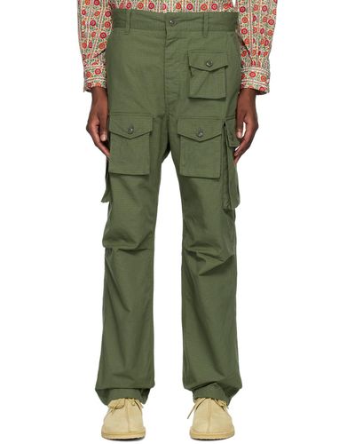 Engineered Garments Ssense Exclusive Khaki Fa Cargo Trousers - Green
