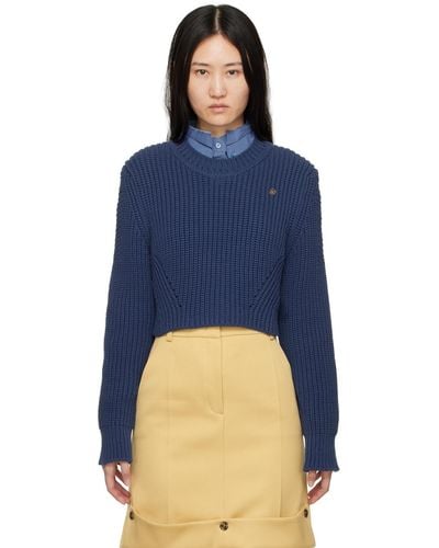 RECTO. Cropped Jumper - Blue