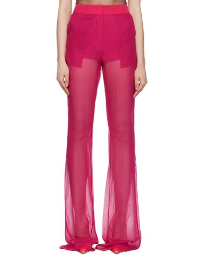 Nensi Dojaka Pink Sheer Trousers - Red
