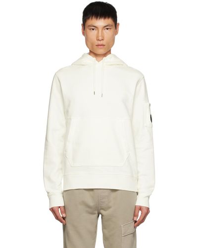 C.P. Company C.p. Company White Brushed Hoodie - Multicolor