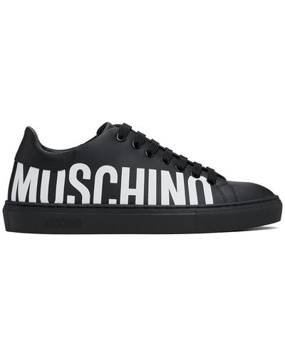 Moschino Black Leather Logo Trainers